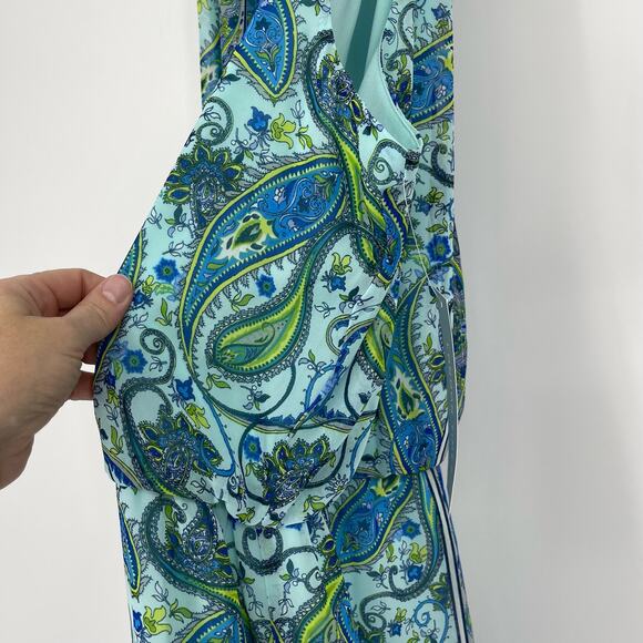 NWT London Times Sleeveless Blue Paisley Dress Sz 14 Garden Fairy Flowy Y2K 90s - Picture 8 of 16